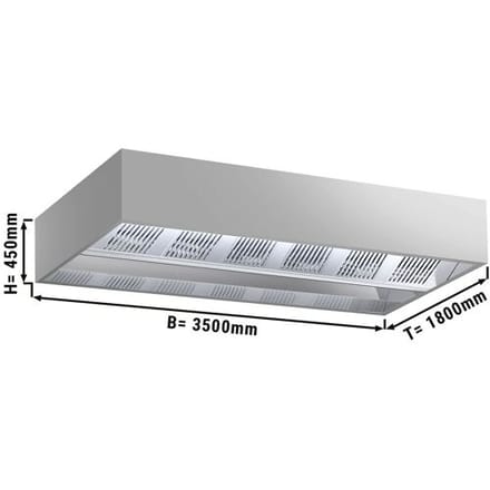 GGM Gastro Induktions-Deckenhaube - 3500mm - ohne Motor - mit Filter