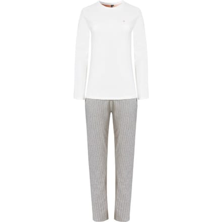 By Louise Dames pyjama set lang wit/grijs gestreept