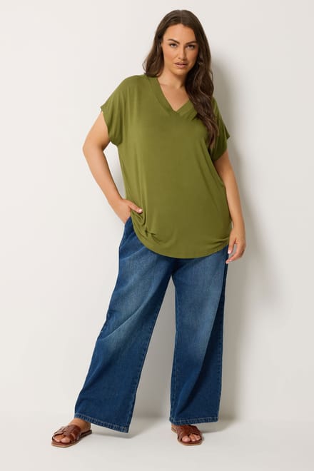 Yours Groen Tshirt Met Aangeknipte Mouwen Size 50-52