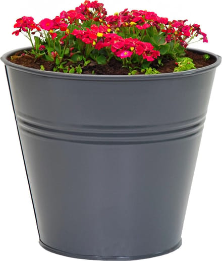 Mega Collections plantenpot/bloempot Bob - zink - antraciet - D13 X H12 cm