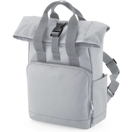 Recycled Mini Twin Handle Roll-Top Backpack BagBase Junior - 9 Liter Light Grey