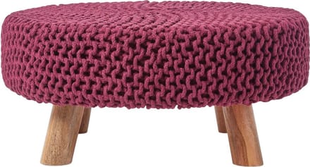 Homescapes Gebreide Voetenbank 30cm Hoog, Pruim
