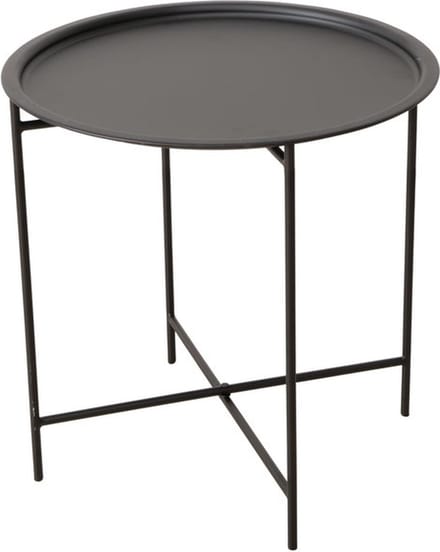 Boltze bijzettafel Rocko zwart metaal 46 cm inclusief dienblad