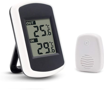 Compacte Draadloze Temperatuurmeter – Met Buitensensor, LCD-display, Nauwkeurig voor Huis & Kantoor (Wit)