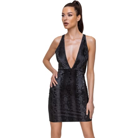 Sexy Slangenprint Jurk - Zwart