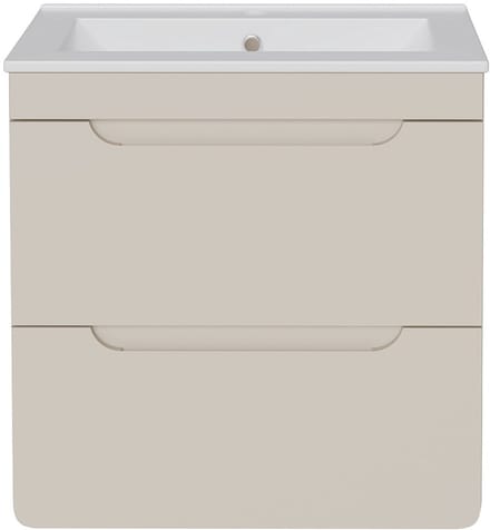 Vente-unique Zwevend badkamermeubel met inbouwwaskom - Beige - 60 cm - ARUBA