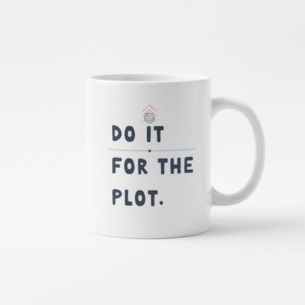 Inspirerende Tekst Mok 330 ml – “Do It for the Plot” Minimalistische Koffie- & Theemok Cadeau
