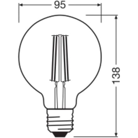 OSRAM LED Vintage 1906, G95, E27, 6,5 W, goud, 2.400 K, dimbaar.
