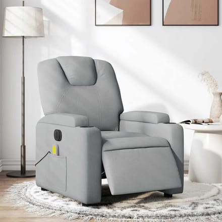vidaXL - Massagestoel - elektrisch - verstelbaar - stof - lichtgrijs