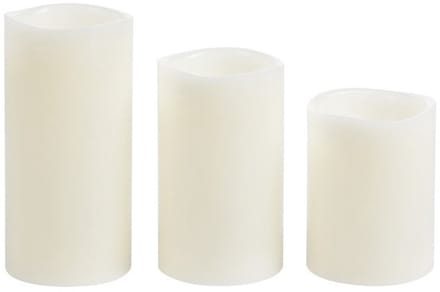 Home & Styling LED kaarsen set - 3 delig - stompkaarsen - wit - 10/12/15 cm - verschillende maten - met timer