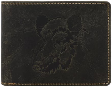 GREENBURRY portemonnee Vintage Animal Collection Wallet Olive Wild Boar donkergroen