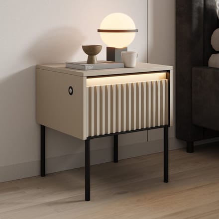 Meubella - Nachtkastje Timoteo - Beige - 46 cm