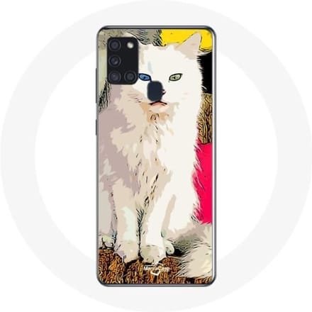 Coque Samsung Galaxy A21S turc de Van Chat Blanc aux yeux bleu et jaune