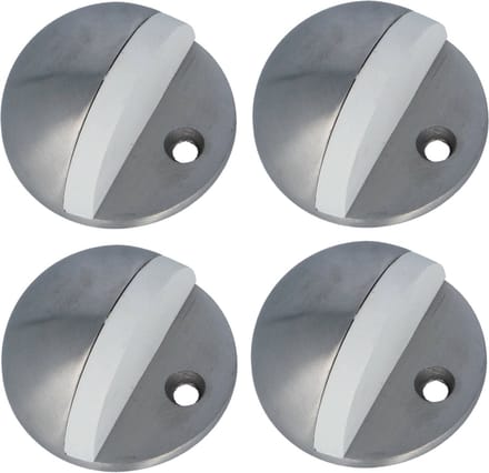 AMIG Deurstopper/deurbuffer - 4x - D45mm - inclusief schroeven - mat rvs