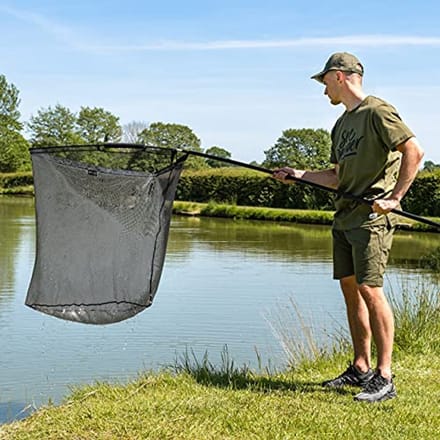 Landingsnet 42 inch - 106,7 cm | Dubbele drijvende karpervisnet | Carbon handvat | 2-delig karpervisaccessoire