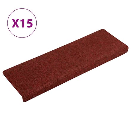 vidaXL - Trapmatten - Zelfklevend - 15 - stuks - 65x21x4 - cm - Bordeaux - Rood
