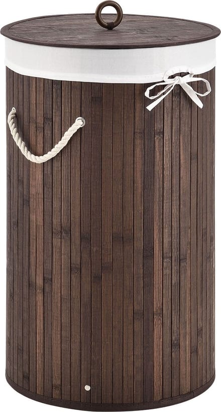 Bamboe Wasmand Curly - 55 Liter - Bruin - Incl. Waszak & Deksel