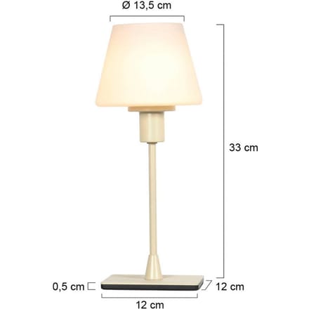 Steinhauer Tafellamp Ancilla, crèmekleurig, hoogte 33 cm, metaal, glas, E14