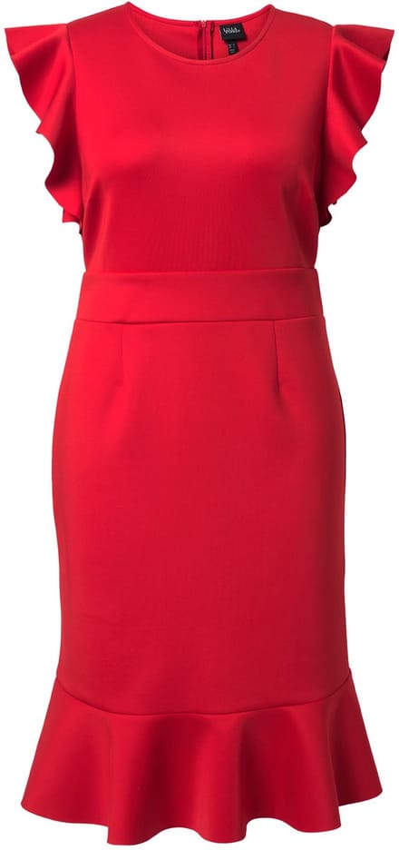Ulla Popken - Dames - Scuba jurk comfortabele pasvorm korte kapmouwen - Salsa - Maat 56