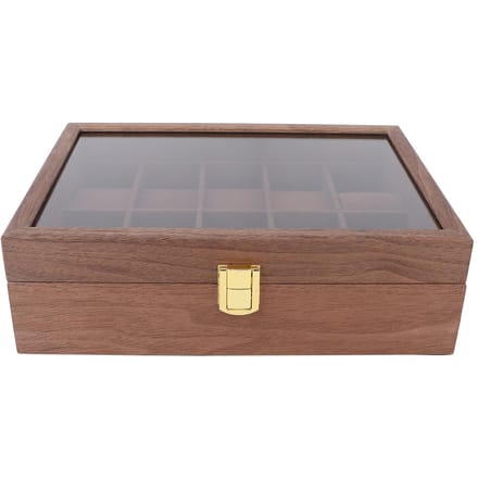10 Vak Houten Horlogedoos Transparante Deksel Horloge Sieraden Opberg Organizer Container Doos gray