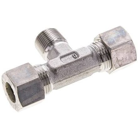 12L & R3/8'' RVS T-stuk Knelfitting Buitendraad 315bar ISO 8434-1