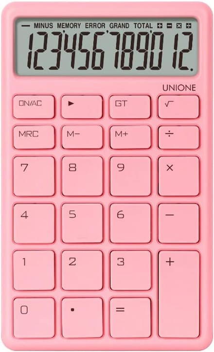 Roze Rekenmachine met Helder LCD Scherm voor Kantoor en School - Handheld en Desktop