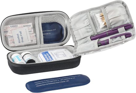 Diabetic Insulin Storage Bag for Pens and Supplies - Black
