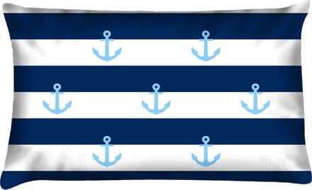 Sierkussen - Buitenkussen Bloed Waterafstotend Bootkussen Streep Ankers - Blauw - 60 Cm X 40 Cm