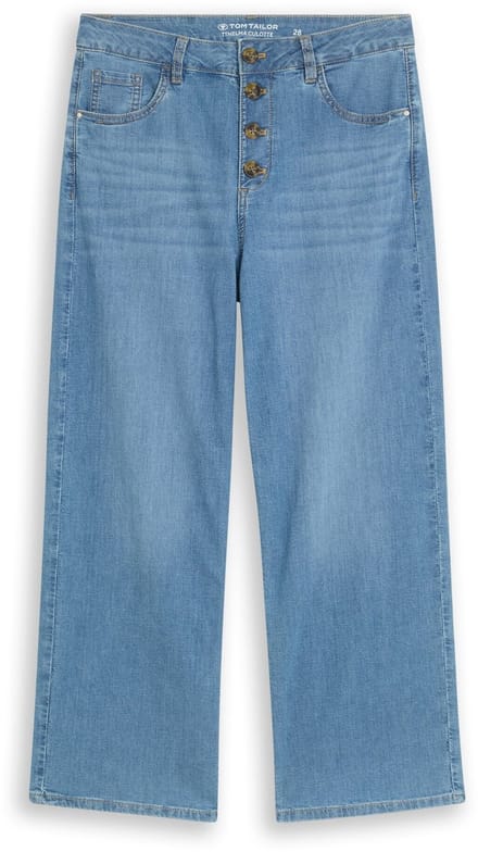 Tom Tailor - TTNELMA CULOTTE-jeans met knoopsluiting - Maat 26/28 - Clean Light Stone Blue Denim