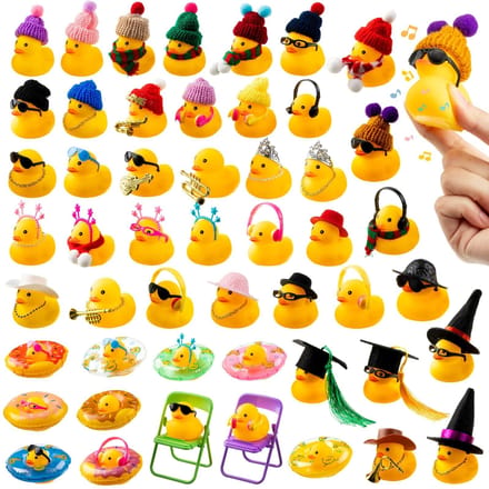 50 Jeux Canard en Caoutchouc Canard en Caoutchouc Mignon Jouets de Fête de Bain Jouets de Baignoire Douche Décorations de Tableau de Bord de Voiture Avec Mini Lunettes de Soleil Natation yellow