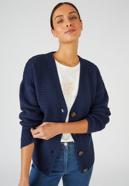 Damart - Ottomaans gebreid vest - Dames - Blauw - S
