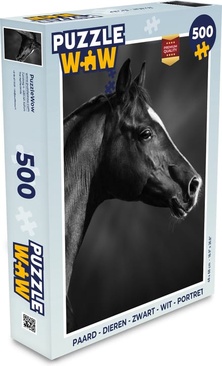 Puzzel Paard - Dieren - Zwart - Wit - Portret - Legpuzzel - Puzzel 500 stukjes