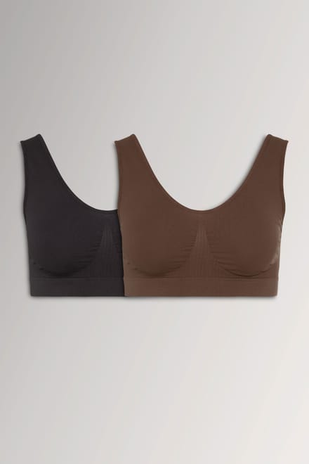Yours Yourset 2Pack Zwarte En Bruine Naadloze Voorgevormde Bralettessize 62-64