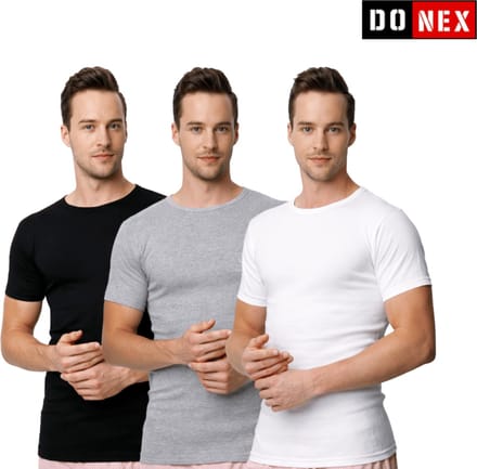 DONEX® Heren T-shirts O-Hals 3 Pack – Mix – 100% Katoen – Maat M