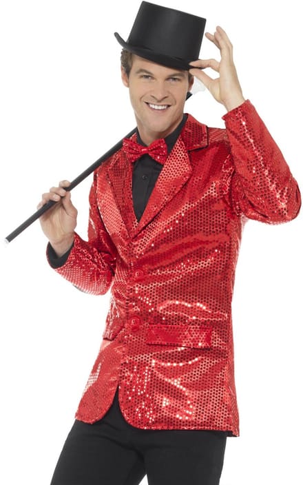Colbert rood pailletten - Maat M
