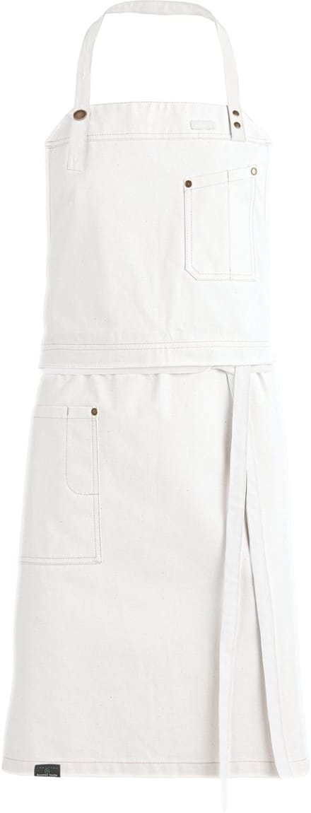 Kentaur Raw bib apron w. pockets 30360-152 - White - UNI