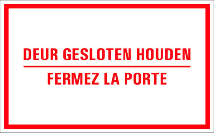 Deur gesloten houden sticker met tekst, NL & FRA 400 x 250 mm