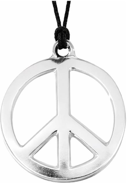 Widmann Hippie Flower Power ketting - peace teken - Sixties sieraden - 60s - jaren 60 - verkleedaccessoires