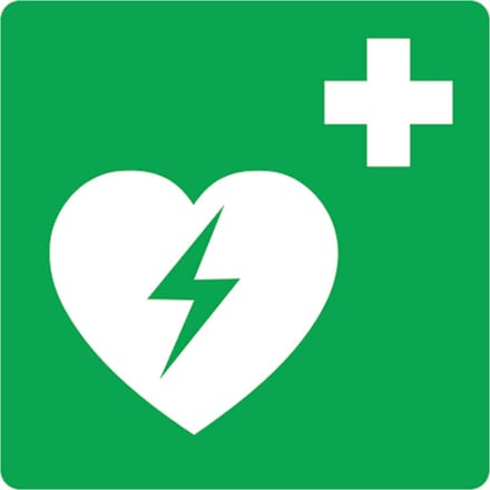 AED sticker 200x200 mm - vinyl - ISO 7010 E010