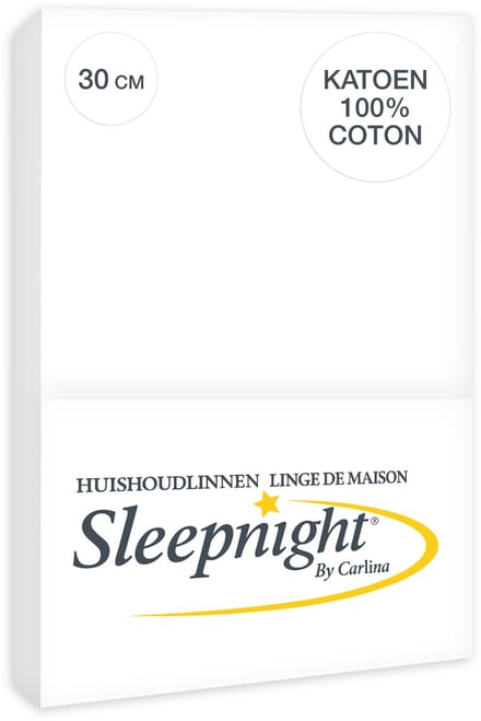 Sleepnight Hoeslaken Katoen 30 cm Wit - 90 x 200 cm - [Wit]