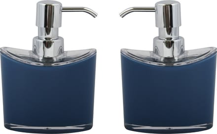 MSV Zeeppompje/dispenser Aveiro - 2x - PS kunststof - donkerblauw/zilver - 11 x 14 cm - 260 ml