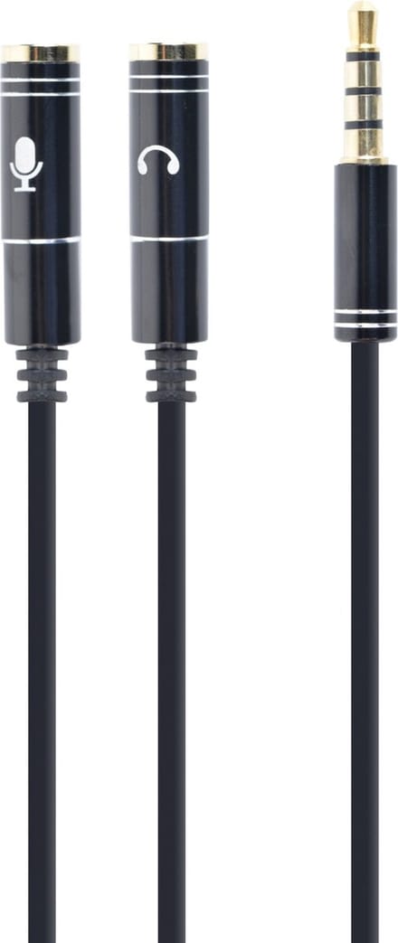 Premium 3.5 mm audio + microfoon adapterkabel, zwart