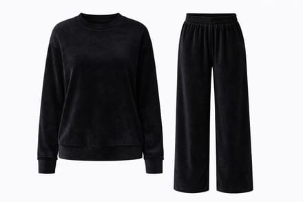 Huispak velours - zwart - 2 delig - maat XL - velvet -