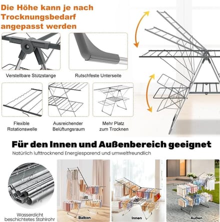 Luxe wasrek – droogrek – inklapbaar - wasdroogrek