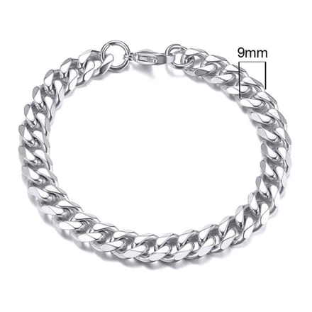 Zilverkleurige Roestvrij Stalen Armband 9mm - LMPiercings