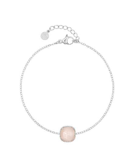 Mint15 Rozenkwarts Armband - Zilverkleur RVS/Stainless Steel