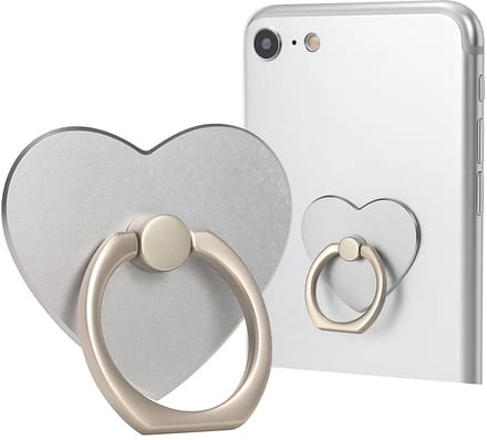Luxe Opplakbare Tefoonhouder Hart I Telefoonbutton I Ringhouder I Vinger Grip Smartphone I Zilver