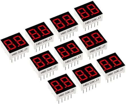10 Stuks LED Display, Digitale Buizen, Segmentdisplay, Gemeenschappelijke Anode, 2 Bit, 7-segment, DIY, Geschikt voor Apparaten, Instrumenten, Auto-accessoires, Rood (10 Pins)