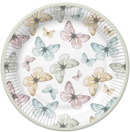 Papieren bordjes 18 cm - Light Butterflies