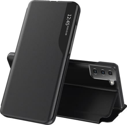 Hoesje geschikt voor Samsung Galaxy S21 FE - Techsuit eFold Book Case - Zwart